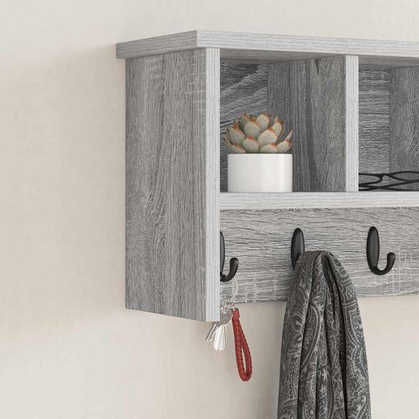 vidaXL Porte-manteau mural avec &eacute;tag&egrave;re Sonoma gris 50 x 16 x 26 cm