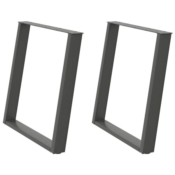 vidaXL Pieds de table &agrave; manger en U 2 pi&egrave;ces Anthracite 80 x (72-73) cm Acier
