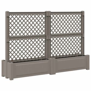 vidaXL Grand pot avec trellis 2 pcs Gris 200 x 43 x 133,5 cm PP
