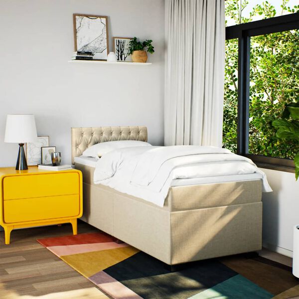 vidaXL Sommier à lattes de lit avec matelas Crème 80x200 cm Tissu