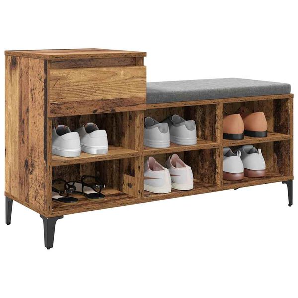 vidaXL Cabinet &agrave; chaussures avec tiroir Bois ancien 102 x 36 x 60 cm