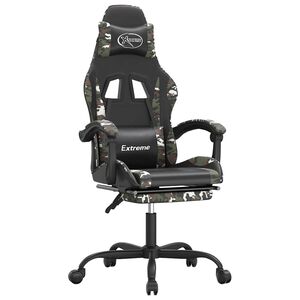 vidaXL Chaise de jeu avec repose-pied Noir et camouflage Similicuir
