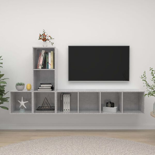 vidaXL Ensemble de meuble TV 3 pcs Gris béton Bois d'ingénierie