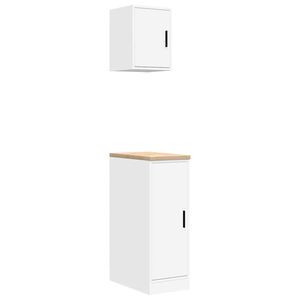 vidaXL Armoires de garage 2 pcs blanc bois d'ing&eacute;nierie