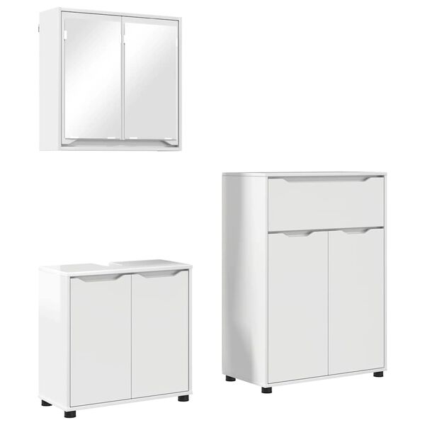 vidaXL Ensemble de mobilier de salle de bain 3 pcs Blanc brillant