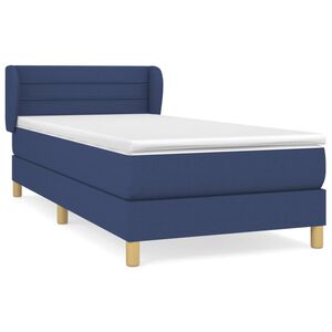 vidaXL Sommier &agrave; lattes de lit avec matelas Bleu 100x200 cm Tissu