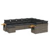vidaXL Salon de jardin avec coussins 10 pcs gris r&eacute;sine tress&eacute;e