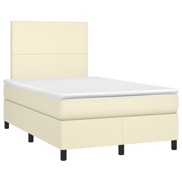 vidaXL Sommier &agrave; lattes de lit avec matelas Cr&egrave;me 120x200cm Similicuir