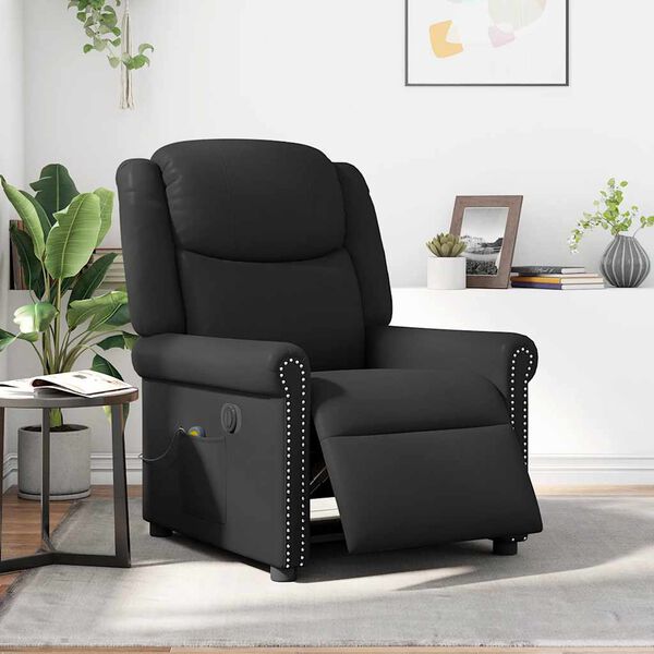 vidaXL Fauteuil massage inclinable électrique noir brillant similicuir