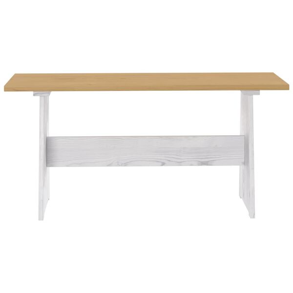 vidaXL Table à manger et banc REINE marron miel blanc bois pin solide