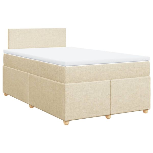 vidaXL Sommier &agrave; lattes de lit avec matelas cr&egrave;me 120x190 cm tissu