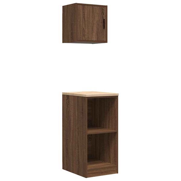 vidaXL Armoires de garage 2 pcs ch&ecirc;ne marron bois d'ing&eacute;nierie