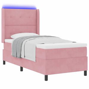 vidaXL Lit &agrave; ressorts avec matelas avec LED Rose 80 x 200 cm Velours