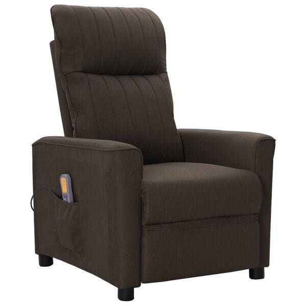 vidaXL Fauteuil de massage Marron foncé Tissu