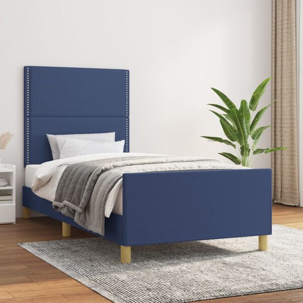 vidaXL Cadre de lit sans matelas bleu 80x200 cm tissu