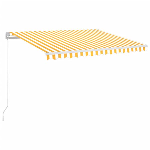 vidaXL Auvent manuel r&eacute;tractable avec LED 350x250 cm Jaune et blanc