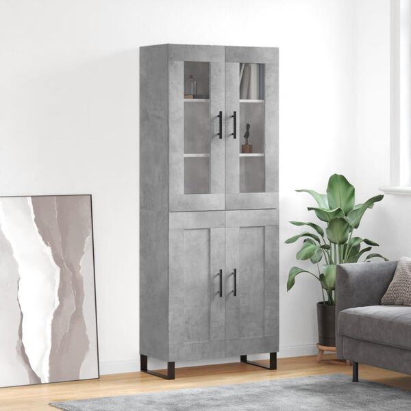 vidaXL Buffet haut Gris b&eacute;ton 69,5x34x180 cm Bois d'ing&eacute;nierie