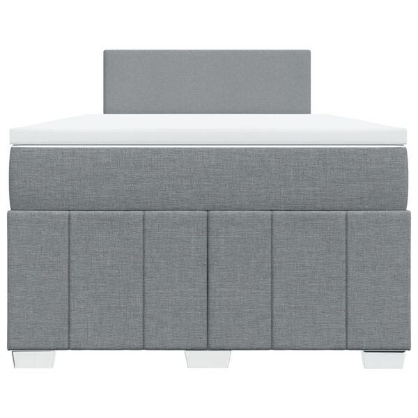 vidaXL Sommier &agrave; lattes de lit et matelas gris clair 120x190 cm tissu