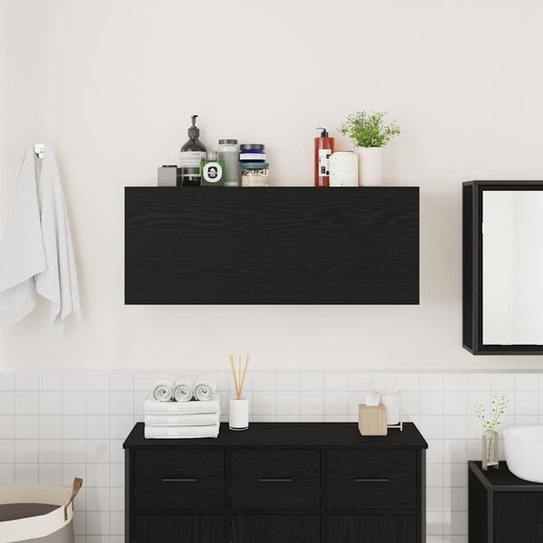 vidaXL Armoire murale de bain noir 100x25x40 cm bois d'ing&eacute;nierie