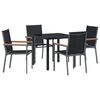 vidaXL Ensemble de salle &agrave; manger pour jardin 5 pc Noir