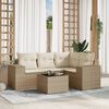 vidaXL Salon de jardin avec coussins 5 pcs beige r&eacute;sine tress&eacute;e
