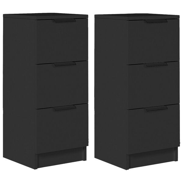 vidaXL Buffets 2 pcs noir 30x30x70 cm bois d'ingénierie