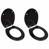 vidaXL Si&egrave;ges de toilette avec couvercles 2 pcs MDF Noir