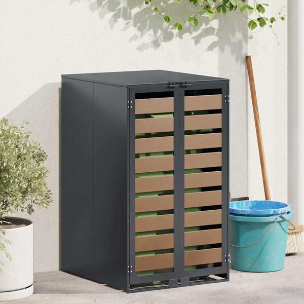 vidaXL Stockage de Poubelle &agrave; Roulettes avec Couvercle &agrave; Gaz Relevable pour Poubelle de 240L