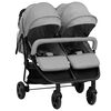 vidaXL Poussette &agrave; deux places Gris clair et noir Acier