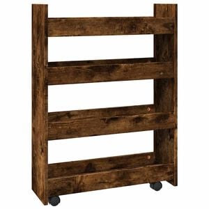 vidaXL Chariot de rangement &eacute;troit 4 niveaux ch&ecirc;ne fum&eacute;