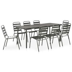 vidaXL Ensemble &agrave; manger d'ext&eacute;rieur 9 pcs Acier Gris fonc&eacute;