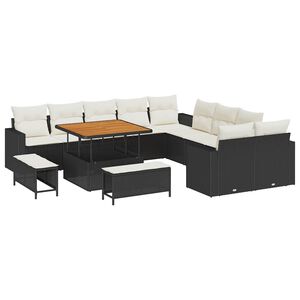 vidaXL Ensemble de canap&eacute; de jardin 17 pcs Noir et Cr&egrave;me polyrotin