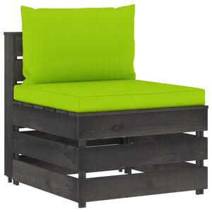 vidaXL Canap&eacute; central sectionnel avec coussins Bois impr&eacute;gn&eacute; de gris