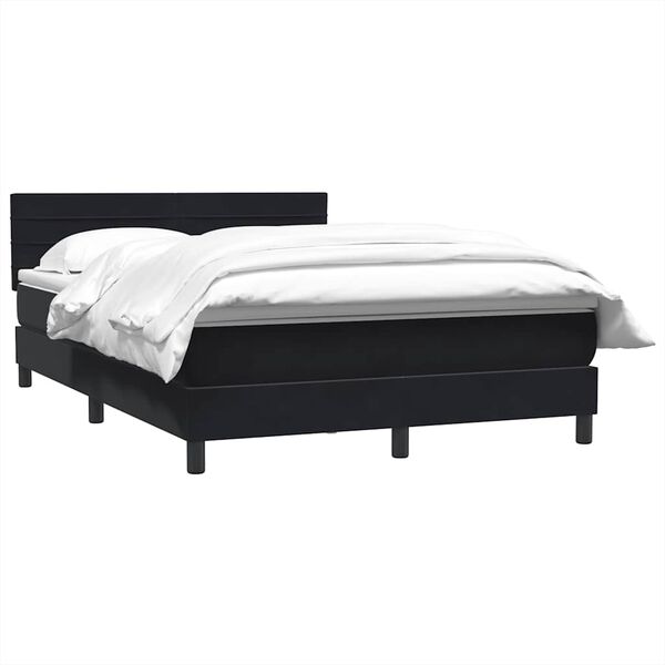 vidaXL Sommier &agrave; lattes de lit avec matelas noir 140x210 cm velours