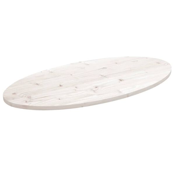 vidaXL Dessus de table blanc 90x45x2,5 cm bois de pin massif ovale