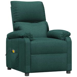 vidaXL Fauteuil de massage Vert fonc&eacute; Tissu