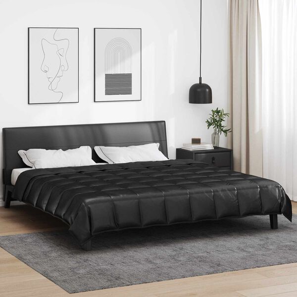 vidaXL Duvet d'&eacute;t&eacute; simple Noir 200 x 200 cm Satin et Microfibre