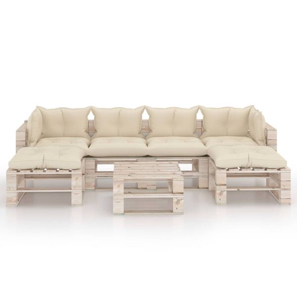 vidaXL Salon de jardin palette 7 pcs avec coussins bois de pin