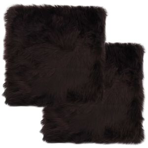 vidaXL Coussins de chaise lot de 2 Marron Peau de mouton véritable