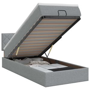 vidaXL Lit ottoman avec matelas Gris clair 90 x 190 cm Tissu