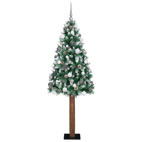 vidaXL Sapin de No&euml;l mince Vert 180 cm PVC et bois de pin massif