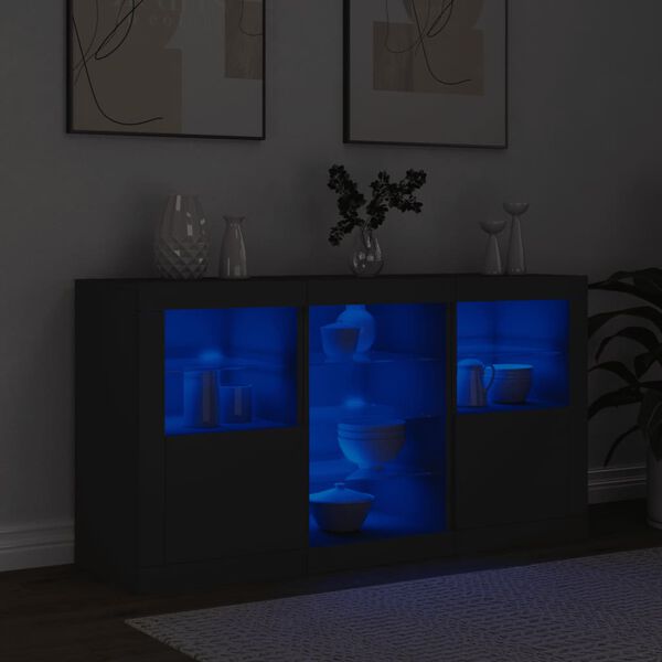 vidaXL Buffet avec lumières LED noir 123x37x67 cm