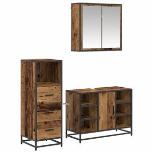 vidaXL Ensemble de mobilier de salle de bain 3 pcs Bois Ancien