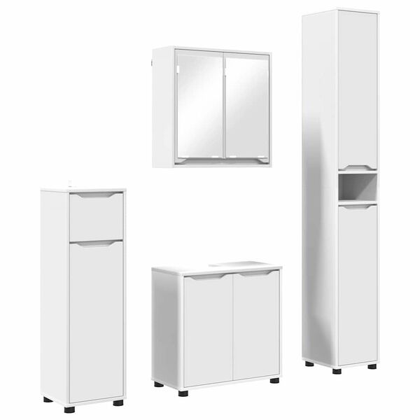 vidaXL Ensemble de mobilier de salle de bain avec tiroir 4 pcs Blanc
