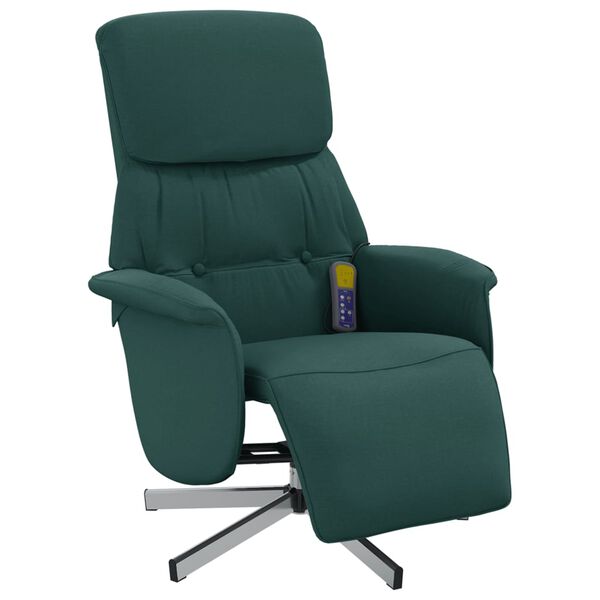 vidaXL Fauteuil inclinable de massage et repose-pieds vert foncé tissu