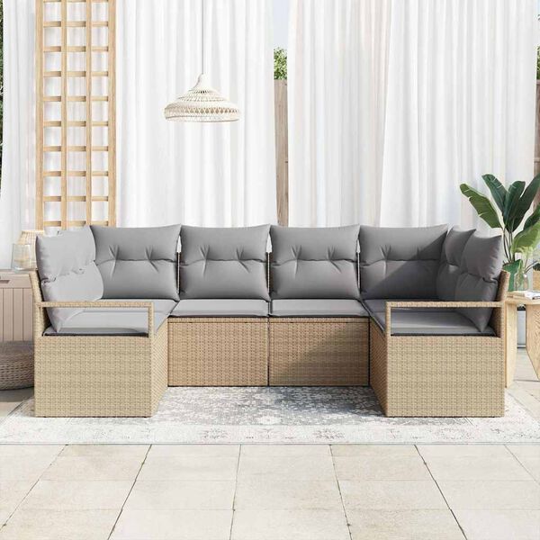 vidaXL Ensemble de canap&eacute; de jardin 6 pcs Beige et Gris clair