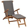 vidaXL Chaise longue avec coussin Gris fonc&eacute; Bois de teck solide