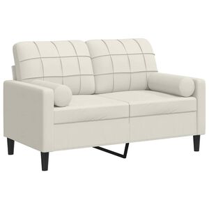 vidaXL Canap&eacute; 2 places avec oreillers d&eacute;coratifs cr&egrave;me 120 cm velours