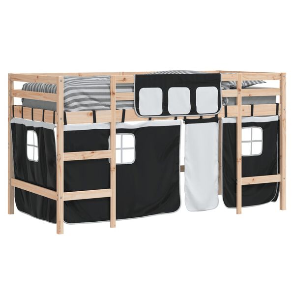 vidaXL Lit mezzanine enfants avec rideaux sans matelas 90x190 cm