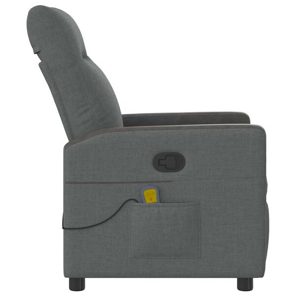 vidaXL Fauteuil inclinable de massage en tissu gris fonc&eacute;